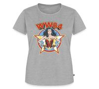 Spreadshirt Wonder Woman 1984 WW84 DC Comics Retro Vintage Années 80 Carnaval T Shirt Femme Premium, S, Gris chiné