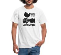 Spreadshirt Woodstock Festival Logo 3 Days of Peace & Music T-Shirt Homme, 3XL, Blanc