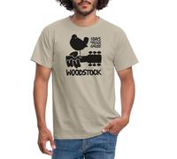 Spreadshirt Woodstock Festival Logo 3 Days of Peace & Music T-Shirt Homme, XL, Beige Sable