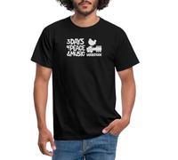 Spreadshirt Woodstock Logo Blanc 3 Days of Peace & Music T Shirt Homme, L, Noir