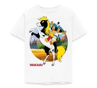 Spreadshirt Yakari Et Arc en Ciel sur Petit Tonnerre Série TV T Shirt Enfant, 98/104 (3-4 Ans), Blanc