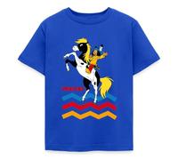 Spreadshirt Yakari Fait du Cheval sur Petit-Tonnerre Mustang T Shirt Enfant, 98/104 (3-4 Ans), Bleu Royal