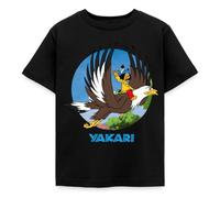 Spreadshirt Yakari Vole sur Grand Aigle T-Shirt Enfant, 110/116 (5-6 Ans), Noir