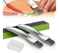 Sprießen 2 Pièce Shred Silk The Knife, Trancheuse à Oignons En Acier Inoxydable, Trancheuse à Oignons, Hachoir à Oignons, Couteau à Déchiqueter Les Oignons, Couteau à Oignon, Tranche Couverts Oignon