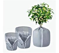 Sprießen 2 Pièces Housses D'Hivernage pour Plantes en Pot, Voile Hivernage Plante Exterieur 45×50 CM, Voile D'Hivernage Protection Plantes en Pot avec Zip et Cordon（Gris）
