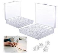 Sprießen 50 Pièces Canette Machine a Coudre,Canettes De Couture Bobine De Machine à Coudre en Plastique,avec Boîte Transparente,pour Cannettes Singer, Janome, Brother, Elna