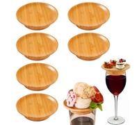 Sprießen 6 Pièces Wine Glass Topper,Décoration De Charcuterie Verre À Vin,Dessus De Verre À Vin En Bois,Dessous De Verre à Vin Pour Charcuterie,Wine Glass Topper Coaste,Pour Appetizer Plates&Desserts