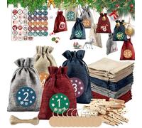 Sprießen Pochette Calendrier De l'Avent Tissu, Sacs De Calendrier De l'Avent, 24 Calendriers De l'Avent à Remplir, Sac Pour Calendrier De l'Avent 2024, Pour Enfants, Femmes, Hommes(5,5 * 3,7 Pouces)