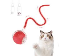 Sprifityy Balle de Jouet Interactif pour Chat,Jouet Chat Interieur Intelligente à Roulement Automatique,Balle de Jouet Interactif Intelligente à 360 Degrés,Avec corde,GazouillementRechargeable par USB