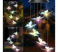 Sprifityy Carillons éoliens Solaires,Carillon a Vent Exterieur Solaire,Étanche Papillon Solaire Carillon Éolien,LED Changement de Couleur Carillon Lumineux pour Jardin,Porch,Yard,Fête des Mères Cadeau