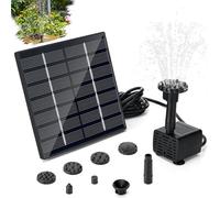 Sprifityy Fontaine Solaire 1.5W,Pompe de bassin solaire avec 6 Buses,Pompe à Eau Solaire d'extérieur avec conduite d'eau de 3 m et piquet,pour Bain d'oiseaux,étangs,piscine,Jardin