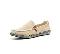 Sprifloral Mocassins tendance pour homme - Espadrilles classiques en toile - Chaussures bateau confortables à enfiler - Pantoufles décontractées pour homme, kaki, 42 1/3 EU
