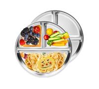 Sprigold Lot de 2 assiettes rondes divisées en acier inoxydable 304 de 23 cm, idéales pour les enfants, les adultes, plateau à déjeuner, plateau de nourriture de camping, passe au lave-vaisselle (2)
