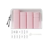 Sprigold Lot de 5 flacons de voyage brefs et tendance approuvés par la TSA, sans BPA, rechargeables pour shampooing, crème, après-shampooing, lotion, savon (Poudre nordique)