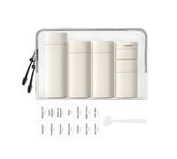 Sprigold Lot de 5 flacons de Voyage brefs et Tendance approuvés par la TSA, sans BPA, Rechargeables pour shampooing, crème, après-shampooing, Lotion, Savon (Nordic Ancient Antique White)