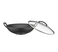Spring 1692120635 Wok en Fonte avec Couvercle en Verre 35 cm