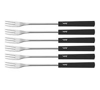 Spring 2890290606 Basic Lot de 6 fourchettes à fondue Noir | Fourchettes à fondue en acier inoxydable à 3 dents pour pain, légumes et fruits, poignées en plastique numérotées