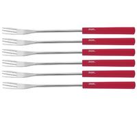 Spring 2890295606 Basic Lot de 6 fourchettes à fondue Rouge | Les poignées en plastique numérotées et les 3 dents rendent la nourriture à fondue au fromage particulièrement facile et