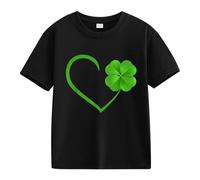 Spring and Autumn New Fashion Mignon Imprimé Confortable Version of The Girls T-shirt imprimé Chemisier avec encolure, Noir , 4-5 ans