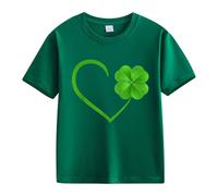 Spring and Autumn New Fashion Mignon Imprimé Confortable Version of The Girls T-shirt imprimé Chemisier avec encolure, vert, 4-5 ans
