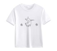 Spring and Autumn New Fashionable Mignon Print Comfortable Version of The Girls Printed T Shirt S Shirt Filles 74, Blanc., 4-5 ans