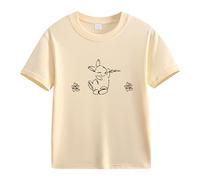 Spring and Autumn New Fashionable Mignon Print Comfortable Version of The Girls Printed T Shirt S Shirt Filles 74, beige, 4-5 ans