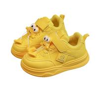 Spring and Summer Children and Infants Toddler Shoes Boys and Girls Floor Sports Flat Soles Light and Comfortable Solid Color Hook Loop Pantoufles Drole (Yellow, 32 Big Kids)