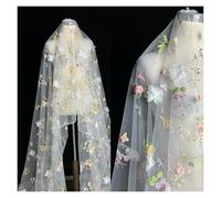 Spring And Summer Modern Plant Three-dimensional Pattern Multi-color Wedding Dress European Embroidered Mesh Fabric