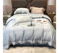 Spring and Summer Princess Wind Tencel Suit Quatre pièces Bordeuse Bembroidery Lit Duvet Cover Ice Silk Soft Litch (Couleur: B Taille: (C 1,8 m)
