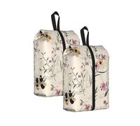 Spring Bee Sac à chaussures de voyage vintage résistant à l'eau avec poignée à fermeture éclair, pochette légère pour valise et salle de sport, se replie à plat pour l'emballage, Spring Bee, 22 x 12 x