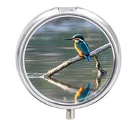 Spring Bird Pilulier étanche à 3 compartiments avec miroir rond en métal pour poche et sac à main de voyage