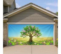 Spring Blossom Housse de porte de garage - Motif arbre floral vibrant - Grande décoration de garage - Décoration saisonnière en plein air pour printemps et été - 400 x 180 cm