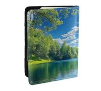 Spring Blue Skies and Sunshine, Porte-passeport imprimé pour pêche en plein air, étui de voyage en cuir PU pour homme et femme, 16,5 cm, Noir , Taille unique