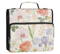 Spring Bouquet Sac à dos à fermeture éclair 3 anneaux de 3,8 cm avec poignée et bandoulière amovible étanche pour l'école et le bureau