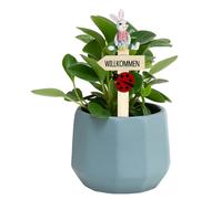 Spring Bunny Decor - Garden Stakes for Party Fun | Resin Wood with Weather Resistant Build, Plant Pot Signs, Porch Courtyard Ornament, Indoor Balcony Terrace Accessory, Walkway Pathway Decoration