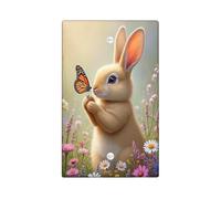 Spring Bunny Plaque de protection pour interrupteur Motif lapin mignon avec papillon Plaques murales thermoplastiques Taille standard