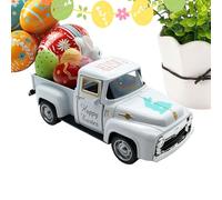 Spring Bunny Truck - Camion de ferme d'œufs de Pâques - Adorable décoration de Noël avec roues mobiles pour jeux de rôle - Véhicule décoratif robuste de style ferme rétro - Pour enfants