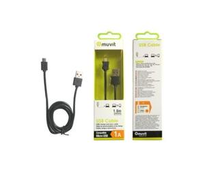 Spring Cable Rond Charge & Synchro 1A Micro-Usb 1M Noir
