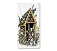 Spring Cane Corso Couverture de porte extérieure de 91,4 x 182,9 cm, niche de chiot à fleurs imprimée, bannière de porte avant et arrière, décoration d'intérieur pour porche