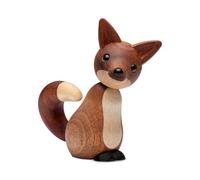 Spring Copenhagen Roxy - Renard paisible en bois | Figurine en bois | 10 x 9 x 6 cm | Décoration de la maison | Bois (acajou FSC, érable, frêne thermique) | Collection de figurines en bois | Design de