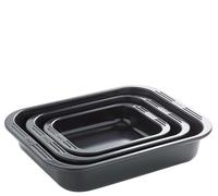 Spring Culinar Lot de 3 plats à rôtir rectangulaires avec poignées larges, acier aluminisé extra épais avec double revêtement anti-adhésif, résistant à la chaleur jusqu'à 230 °C, 1,6/3,6/7,4 l