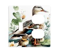 Spring Duck Family Plaques de protection pour interrupteur Motif floral blanc pour décoration d'intérieur, plaques murales thermoplastique, taille standard à bascule duplex