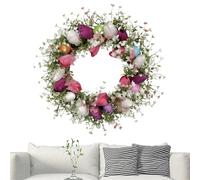 Spring Easter Wreath - Artificial Floral Door Decor, Easter Egg Accent for Displaying, Front Door Ornament, Holiday Entry Accent with Coordinated Color Pairing, Seasonal Welcome Sign for Decorating