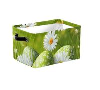 Spring Eggs - Grand panier de rangement pliable avec poignées, marguerites et papillons - Boîte de rangement en tissu pour étagères, jouets, vêtements, chambre d'enfant, placard, salon