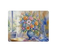 Spring Flower Plaque En Métal 30x40cm Pour La Maison | Décorez le coin lecture avec des plaques décoratives en métal pour compléter autrement la pièce.