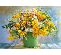 Spring Flowers In Green Vase - Puzzle 1000 Pièces