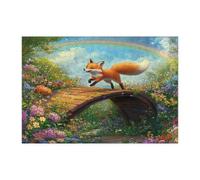 Spring Fox - Casse-tête en bois pour adultes, 300 pièces, animaux de jardin de campagne, décorations florales amusantes pour divertissement à la maison