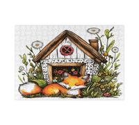 Spring Fox - Casse-tête en bois pour adultes - 300 pièces - Puzzle amusant en bois avec motif de fleurs sauvages mignons pour divertissement à la maison