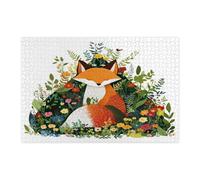 Spring Fox - Casse-tête pour adultes de 10 000 pièces, puzzle amusant en bois avec feuilles mignonnes imprimées botaniques pour fête de divertissement