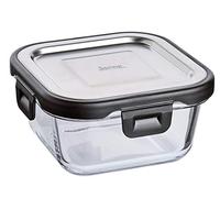Spring Fusion2+ Boîte à repas carrée en verre et acier inoxydable 11,7 x 11,7 cm 320 ml
